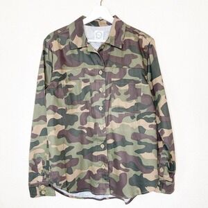 Blue Rain Camouflage Button Up Top M NWT